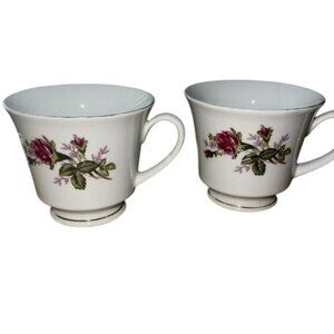 Vintage Pink Rose Floral Coffee/Tea Cups Made In China